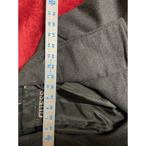 Guess Womens Black Wool Button Down Academia Pea Coat Jacket Y2K Belted Sz Sm - Picture 6 of 11